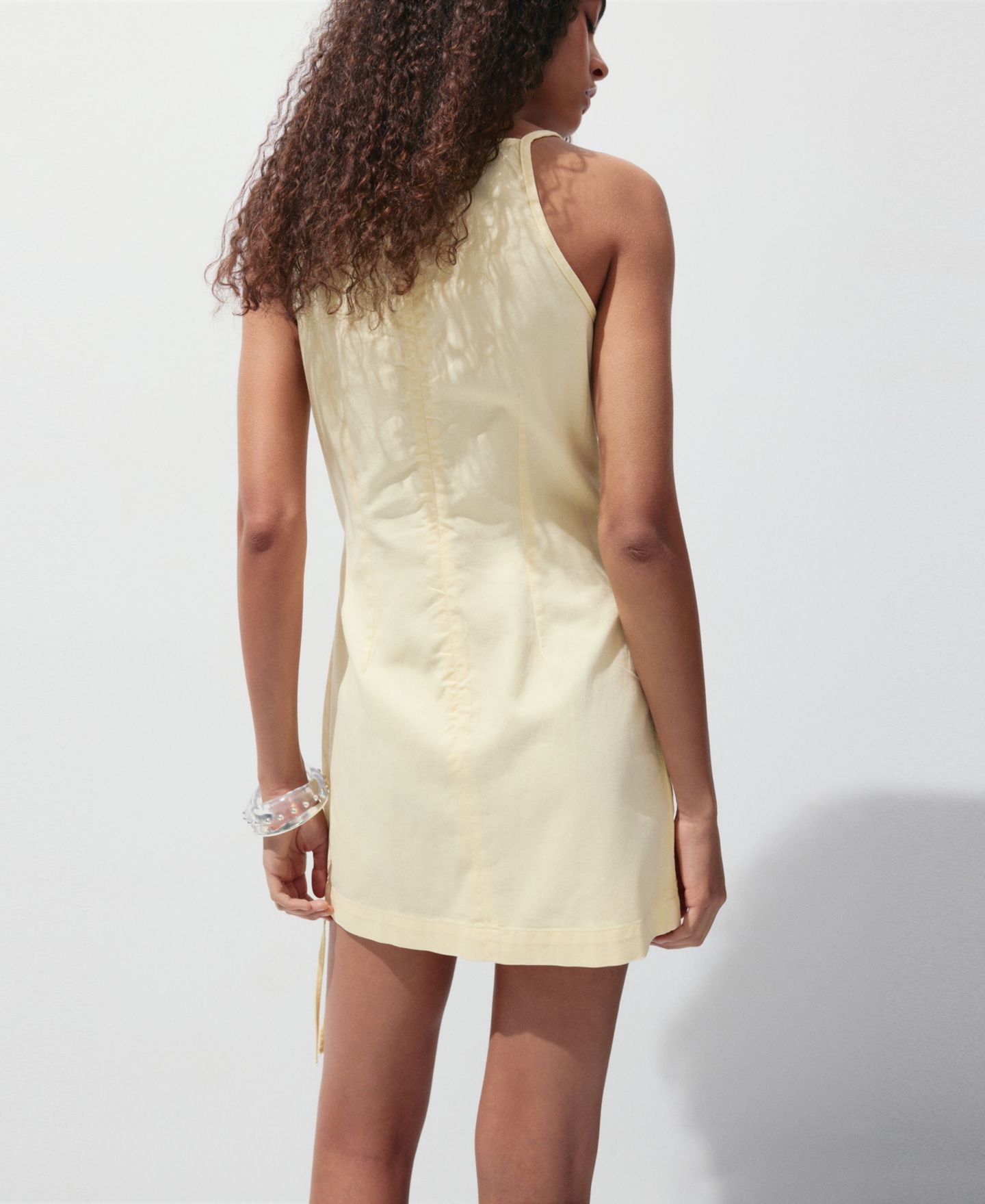 Женское платье Mango Straps and Bow Detail Mini Cotton, цвет: Пастельный жёлтый — фото 6