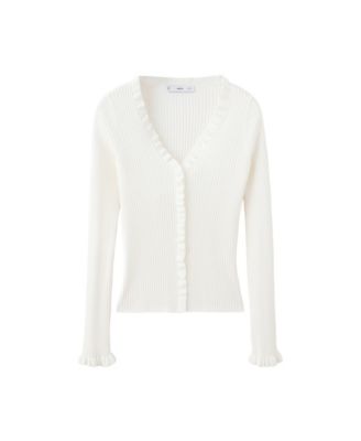 Women's Ribbed Frilled Cardigan