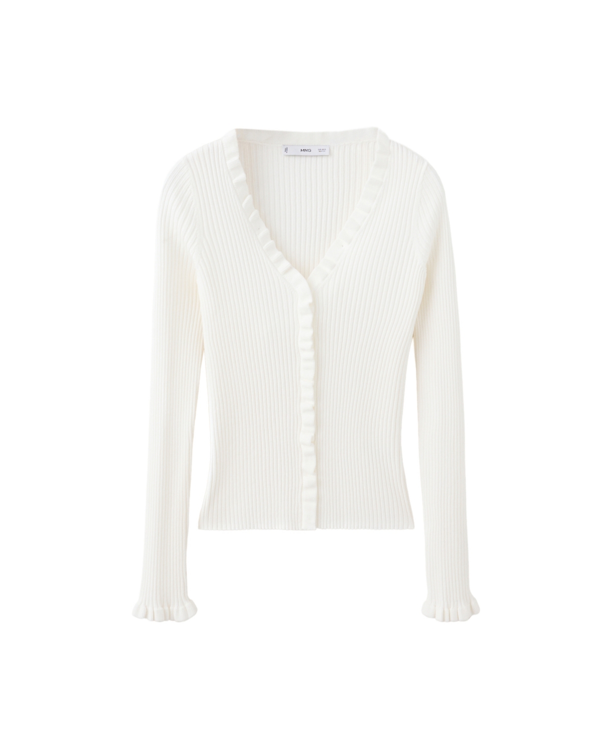 Mango Women's Ribbed Frilled Cardigan