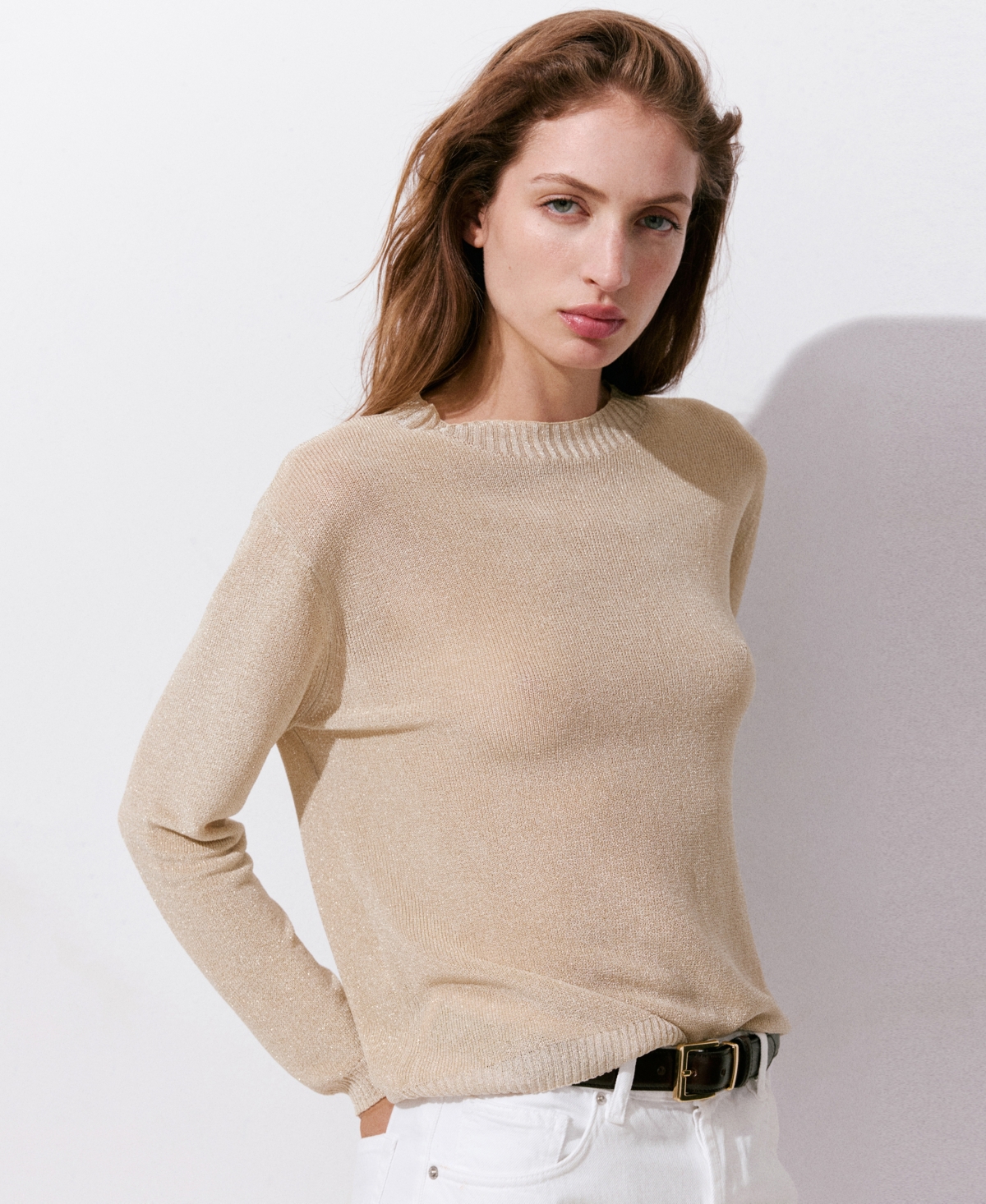 Mango Women's Lurex Knitted Lightweight Sweater