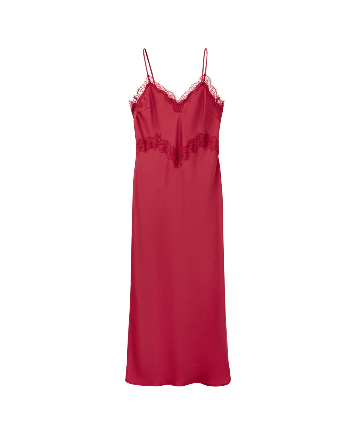 Mango Women's Satin Lace V-Neck Midi Dress