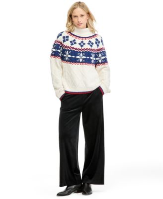 Women's Wide-Leg Pull-On Mid-Rise Velvet Pants
