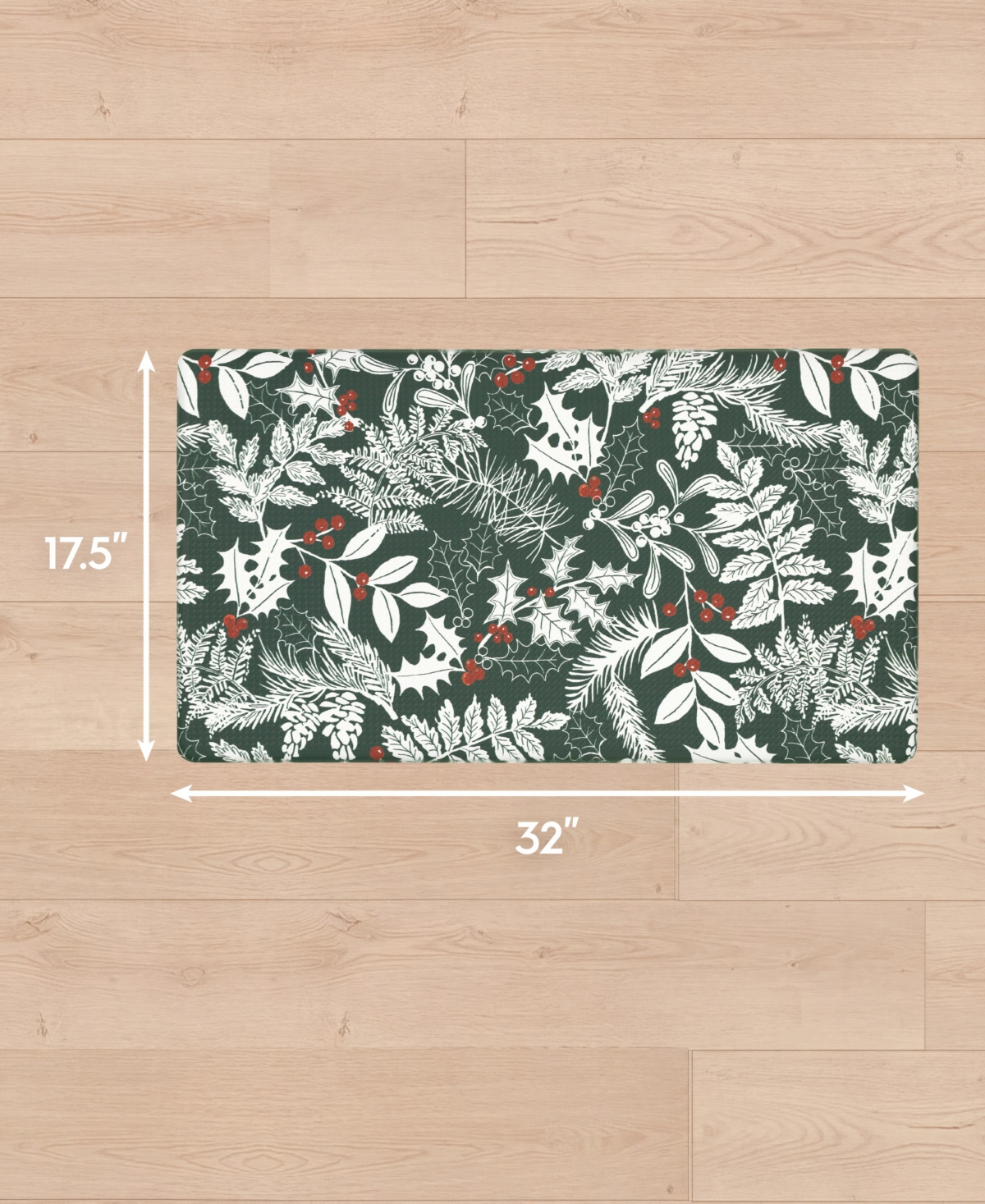 Laura Ashley Christmas Hollybrook Non-Slip Kitchen Mat