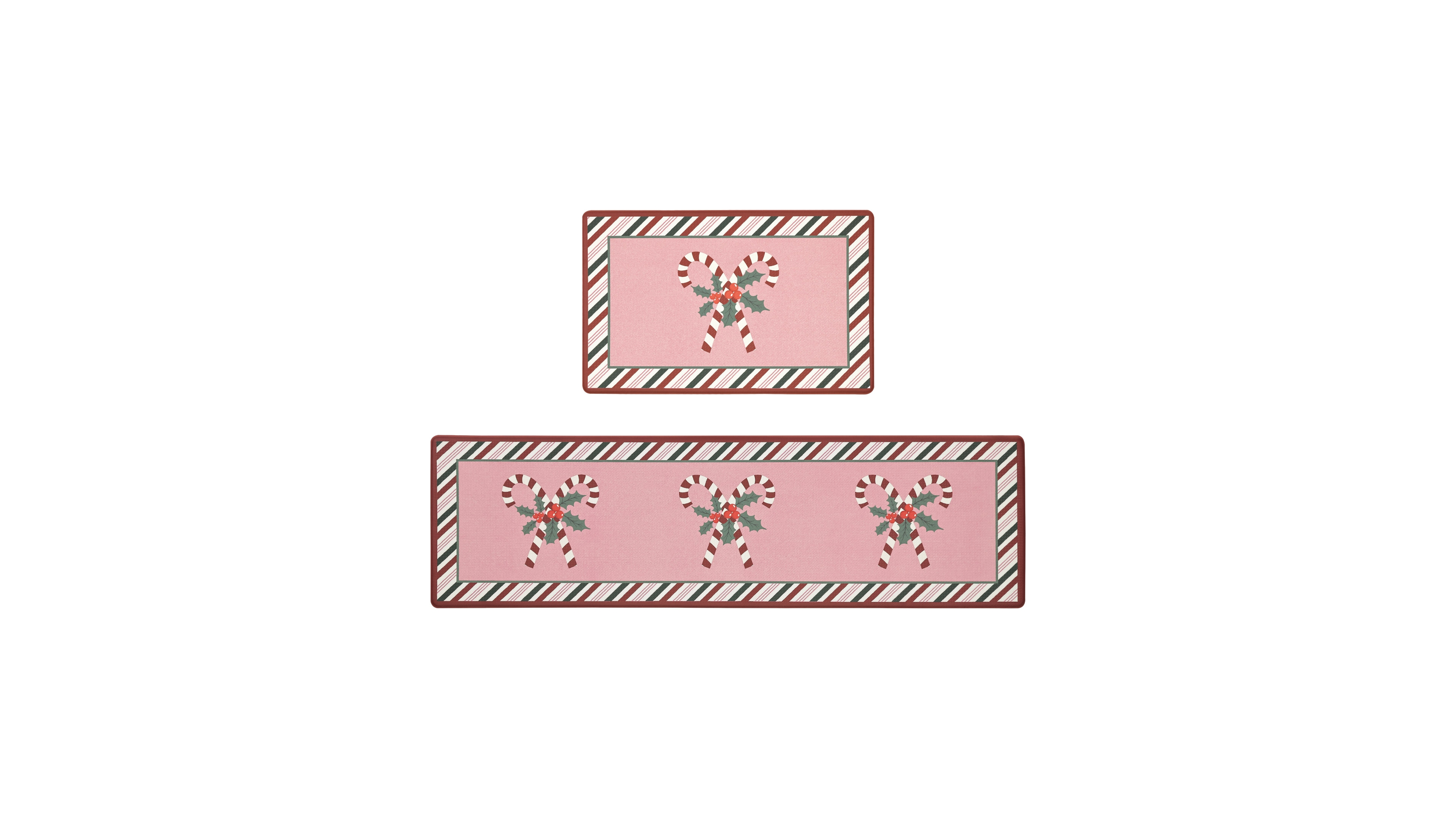 Laura Ashley Candy Cane Non-Slip 2-Piece Kitchen Mat