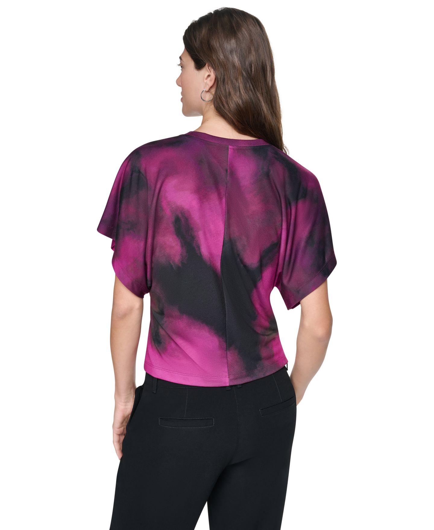 Женская футболка DKNY Printed Wide-Sleeve, цвет: Brushed Riverside — фото 11