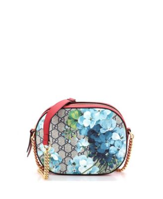 Mini Chain Crossbody Bag Blooms Print GG Coated Canvas