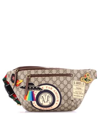 Courrier Zip Belt Bag GG Coated Canvas with Applique