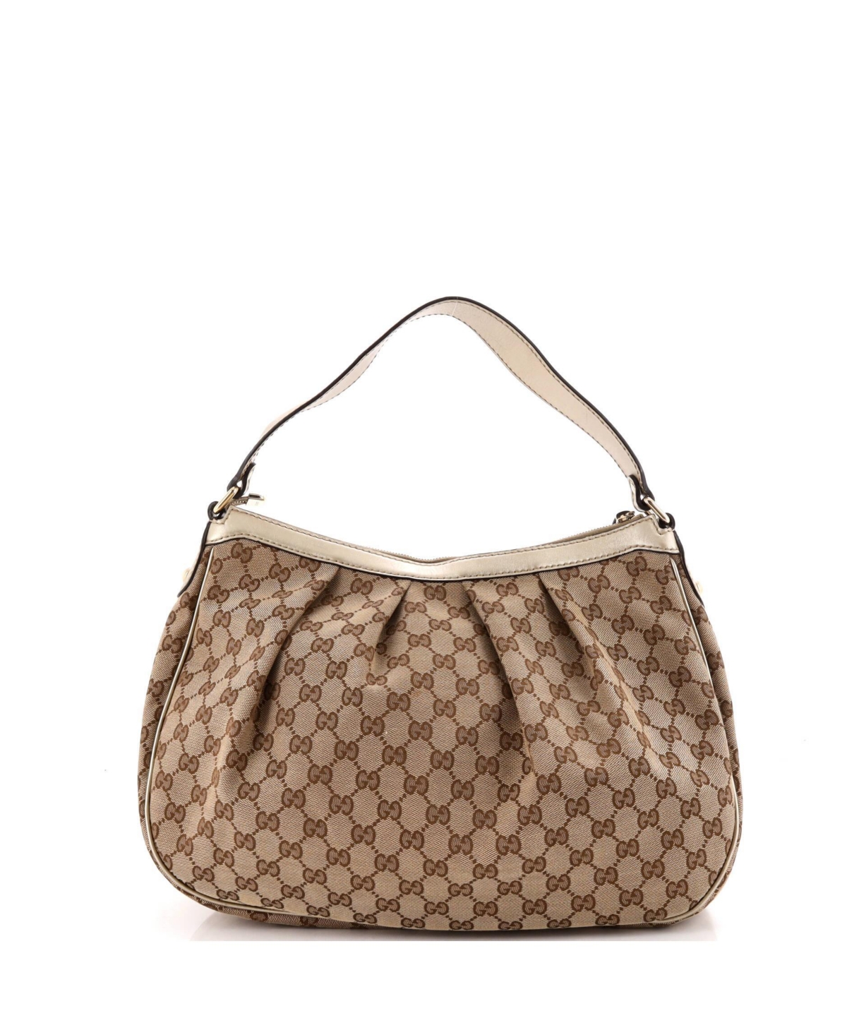 Pre-Owned Gucci Medium Sukey Hobo Gg Canvas with Leather