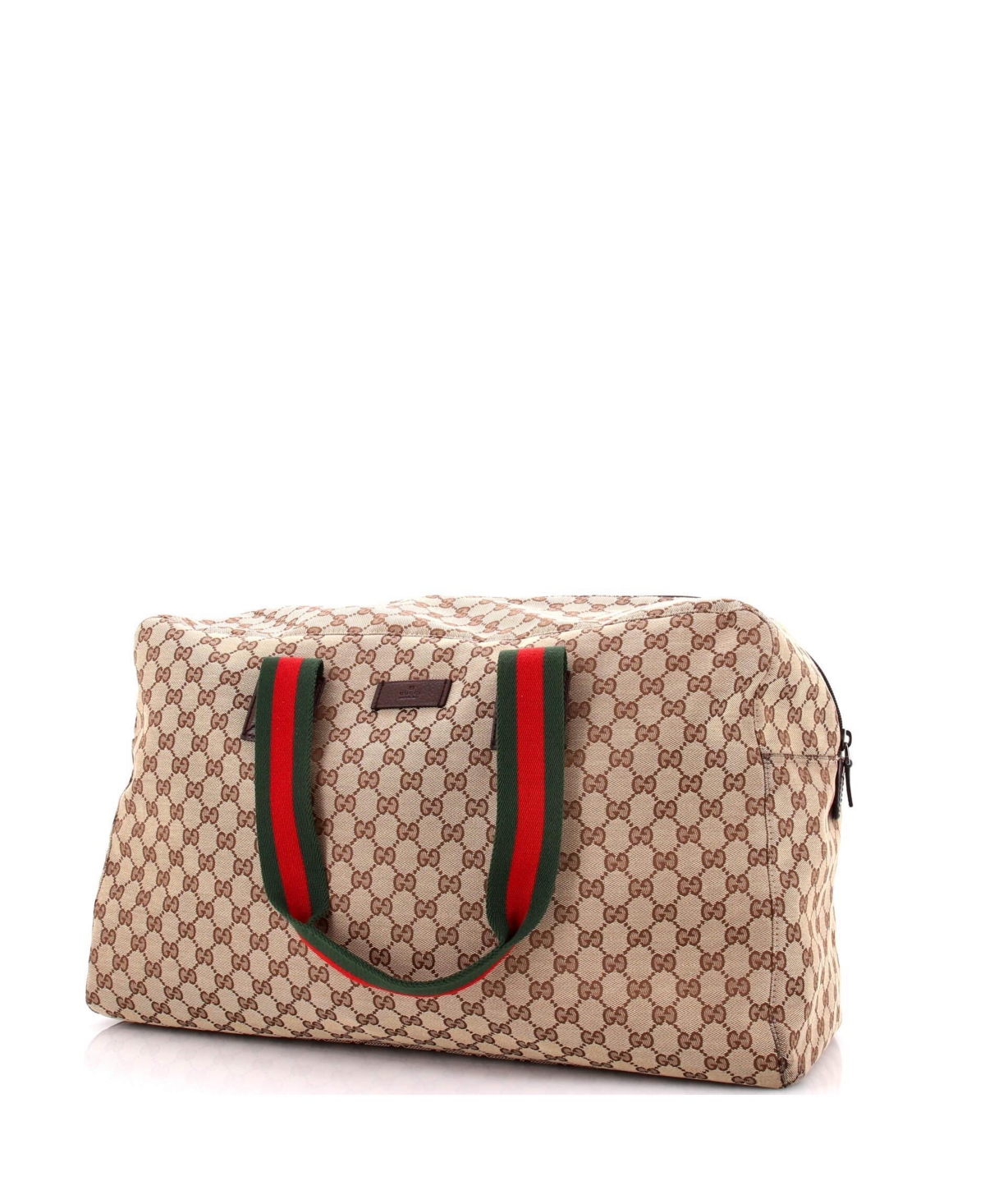 Pre-Owned Gucci Large Web Carry On Duffle Bag Gg Canvas