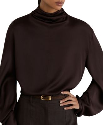 Women's Meena Long-Sleeve High-Neck Silk Blouse