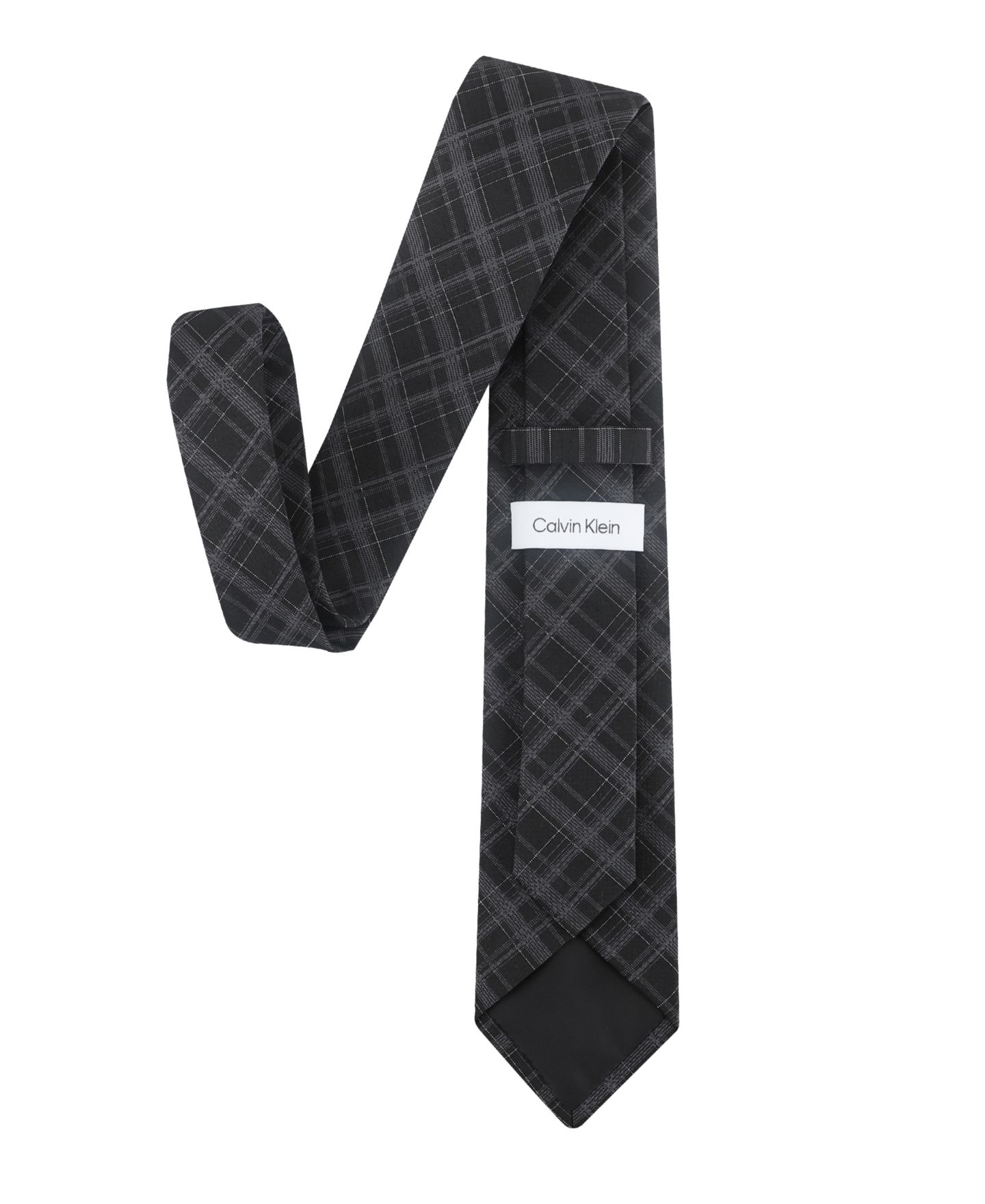 Мужской галстук Calvin Klein Willis Grid Classic Tie, цвет: Чёрный — фото 2