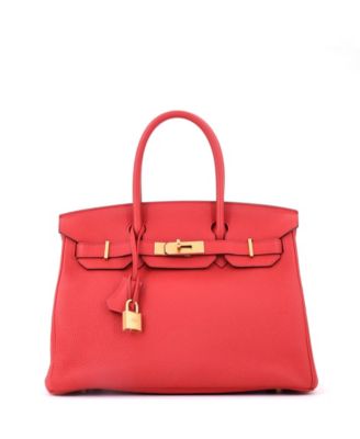 Pre-Owned Hermes Birkin 30 Handbag Red Togo with Gold Hardware