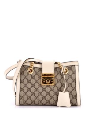Small Padlock Chain Tote GG Coated Canvas with Leather