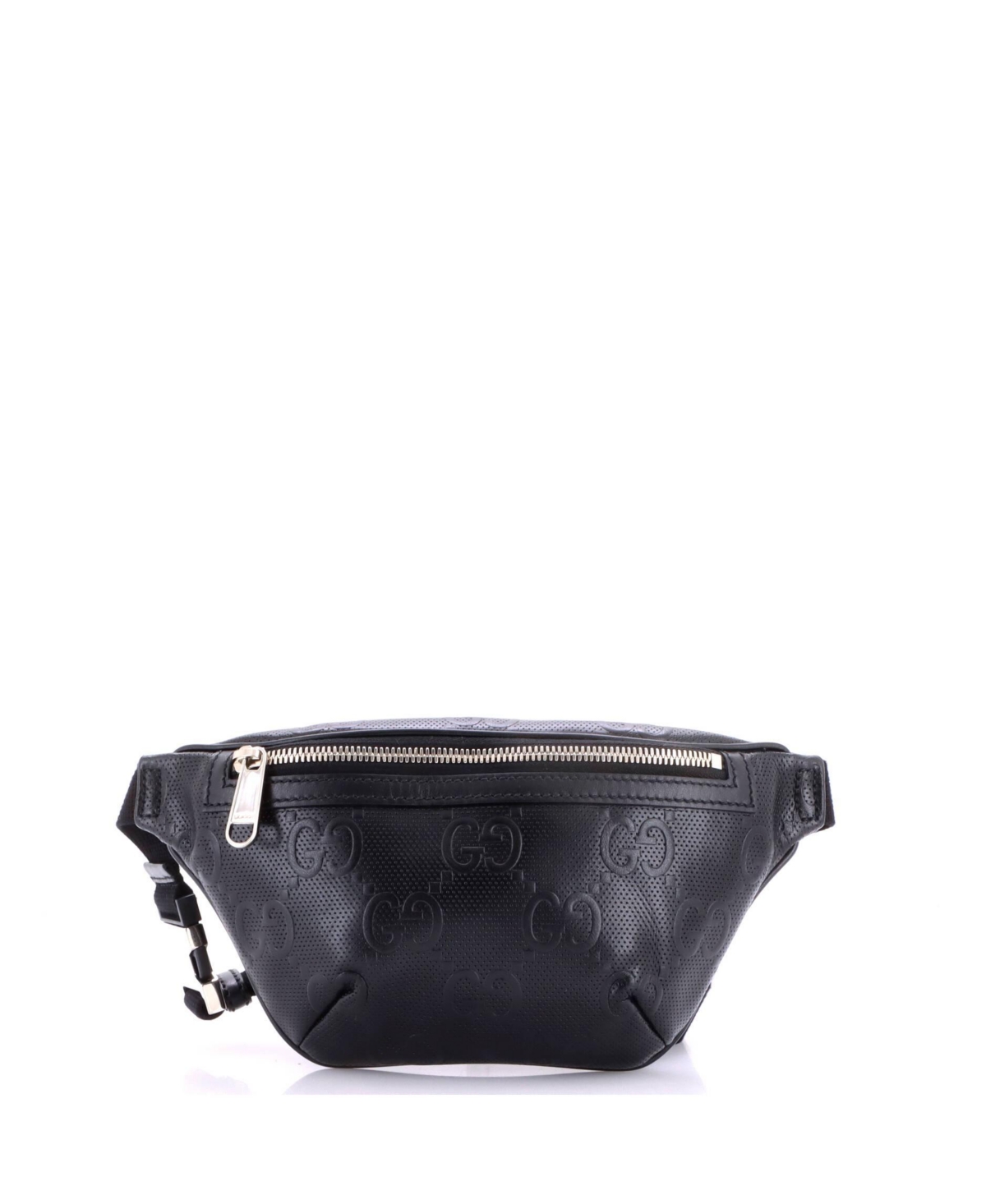 Pre-Owned Gucci Small Belt Bag Gg Embossed Perforated Leather - Black