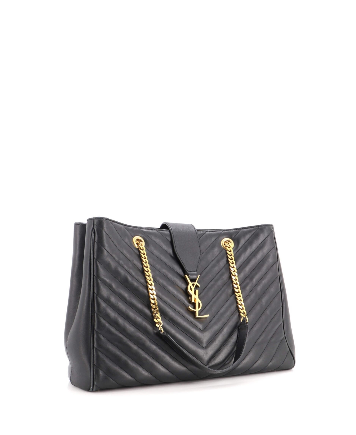 Pre-Owned Saint Laurent Large Classic Monogram Shopper Matelasse Chevron Leather