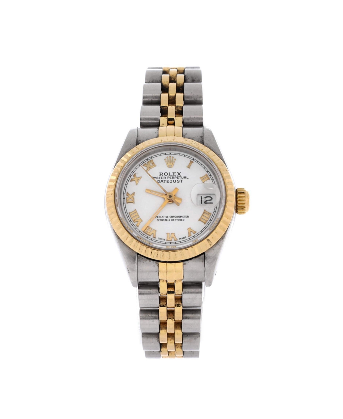PreOwned Rolex Oyster Perpetual Datejust Automatic Watch in Stainless Steel and Gold 26mm  Dial color white