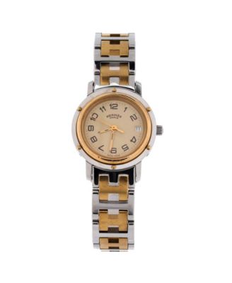 Pre-Owned Hermes Clipper Quartz Watch in Stainless Steel with Plated Metal 24mm