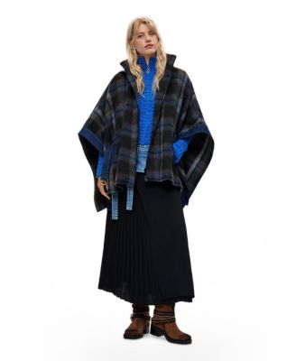 Women's Plaid denim poncho
