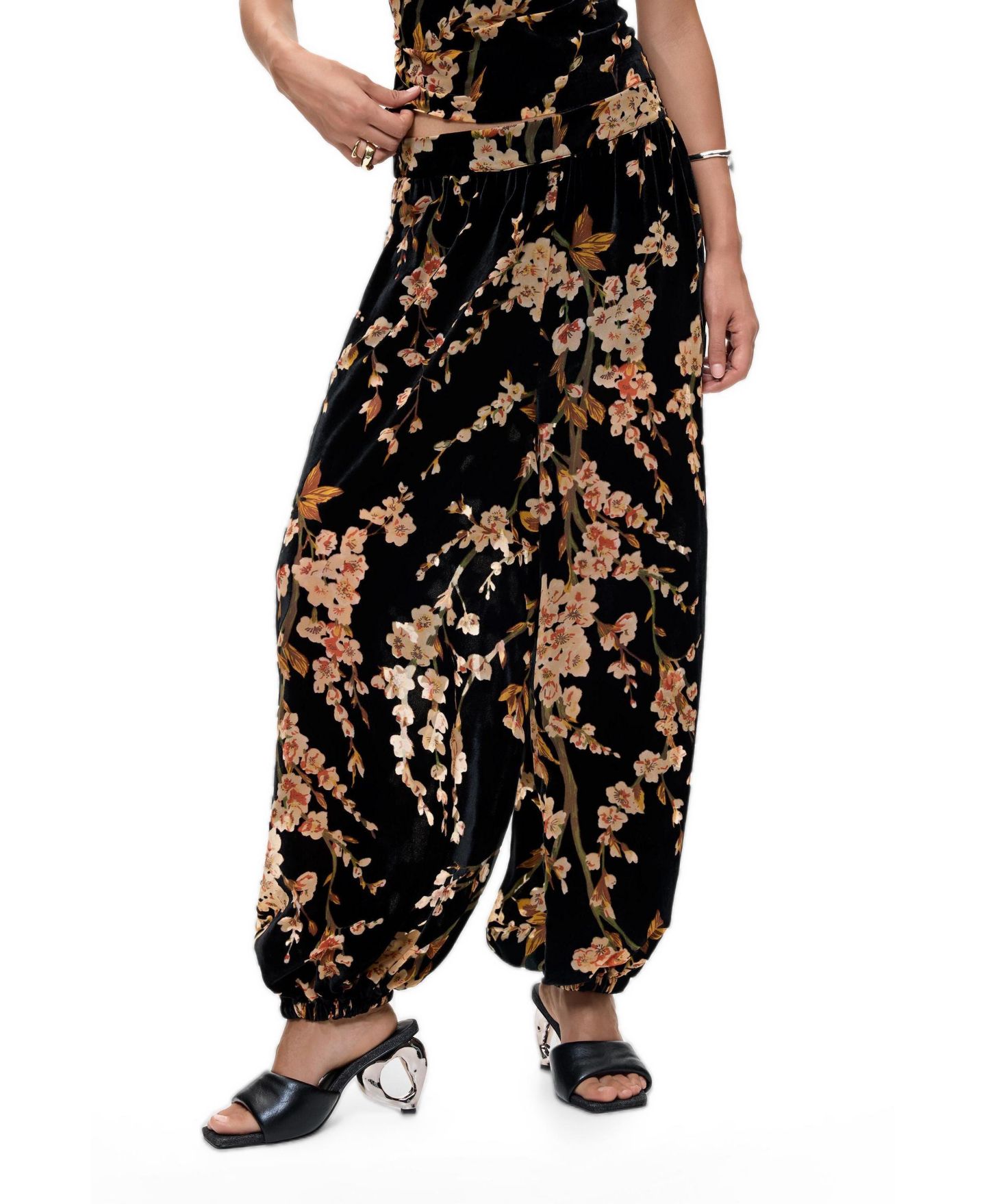Женские брюки Desigual Velvet floral balloon, цвет: Чёрный — фото 2