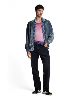 Men's Mid-Rise Double-Waistband Straight-Leg Denim Jeans