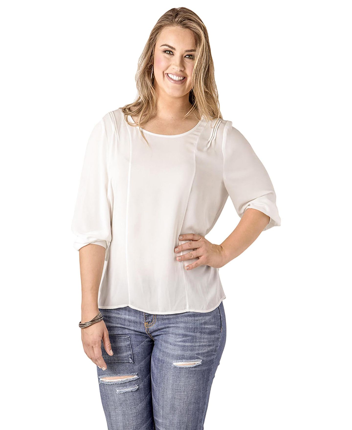 Женский топ Standards & Practices Plus Size Pull Over Boxy, цвет: Белый — фото 3