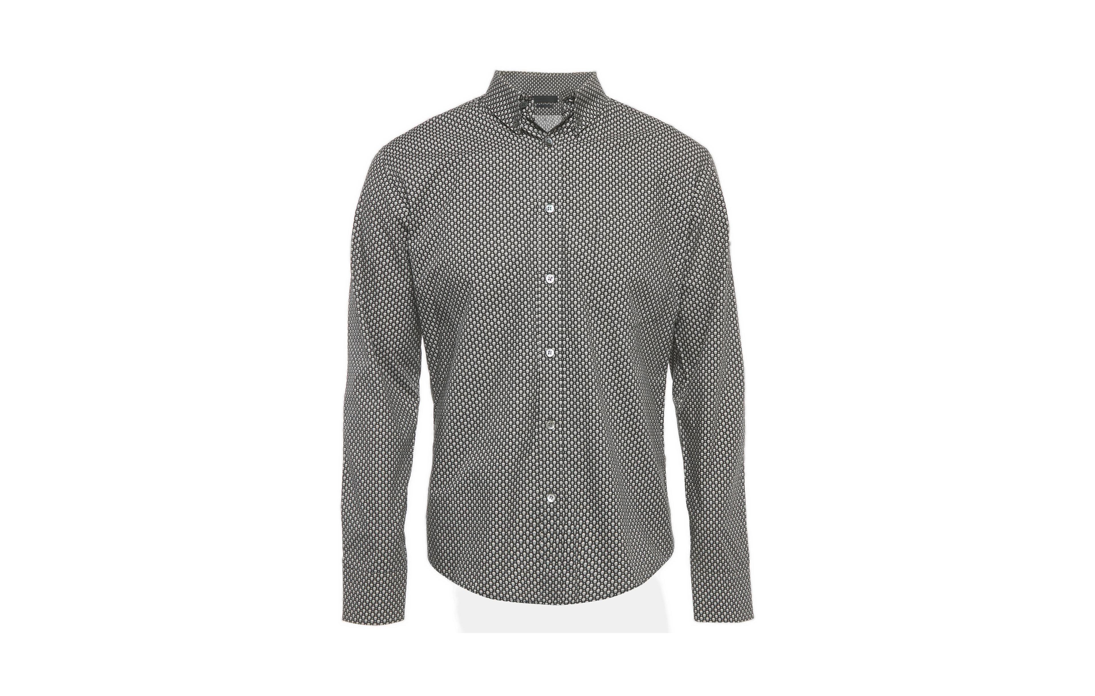 Pre-Owned Alexander Mcqueen Men's Skull Print Slim Fit Button-Down Dress Shirt