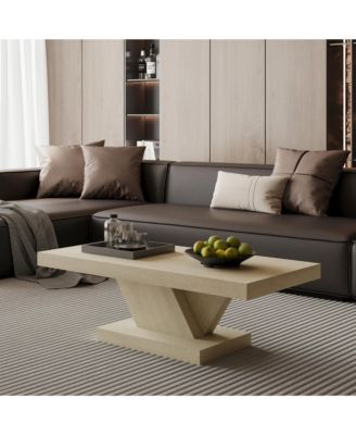 47" Modern Cross Leg Coffee Table, Rectangular Center Table - Sturdy X-Shape Design, Solid Wood Veneer for Living Room, Office