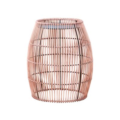 Teamson Bamboo Outdoor Side Table with Iron Frame, Round Boho Accent Table