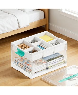 24 QT Clear Craft Storage Bin with Removable Tray and Dividers for Craft and Art Supplies