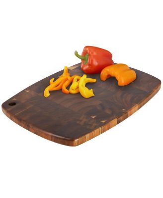 15.5 x 10.5 Inch Acacia Wood Rectangular Cutting Board with Rounded Edge in Dark Brown
