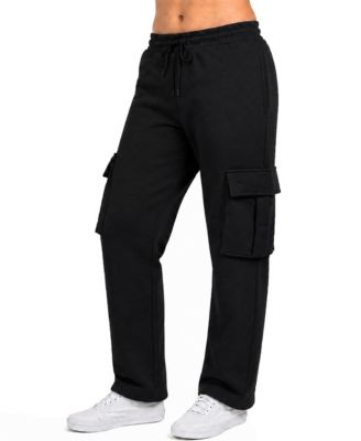 Women's Loose-Fit Cargo Pockets Open-Bottom Fleece Joggers