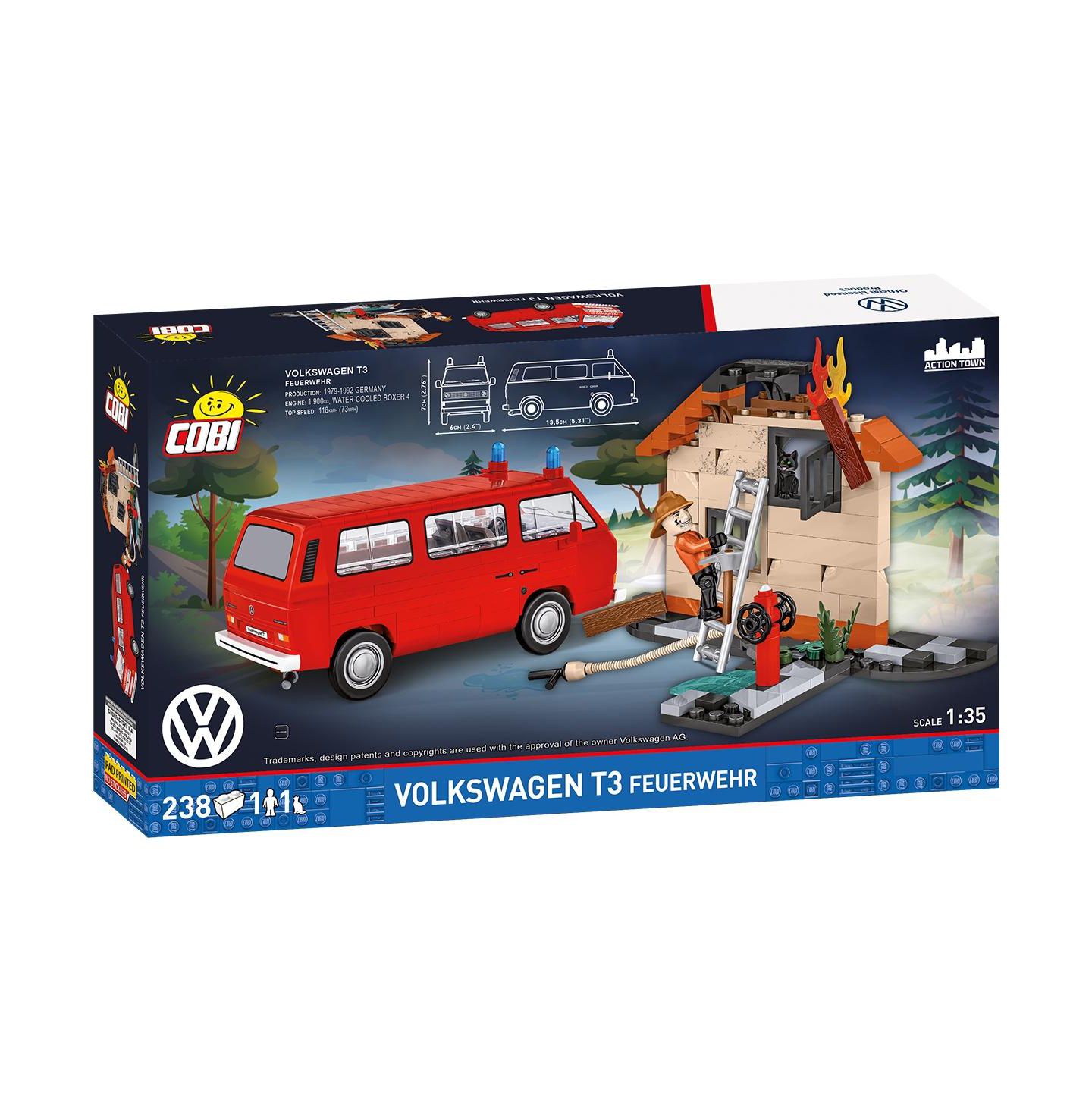 Детский конструктор COBI Volkswagen T3 Feuerwehr Action Town 1:35 Scale 238-Piece Building Set, Ages 7+ — фото 2