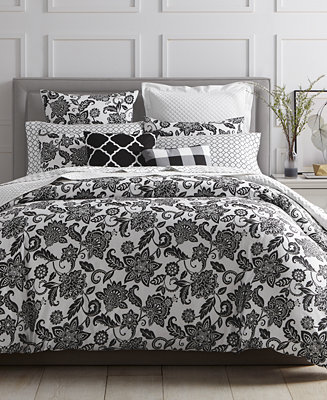 Charter Club CLOSEOUT! Black Floral Comforter Sets, Created for Macy&#39;s - Comforters: Down ...