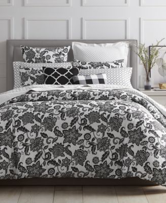 Charter Club CLOSEOUT! Black Floral Comforter Sets, Created for Macy&#39;s - Comforters: Down ...