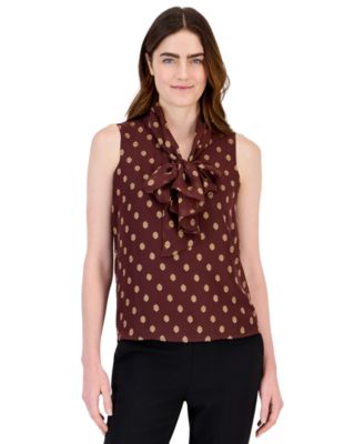 Petites Bow Tie Front V-Neck Sleeveless Blouse