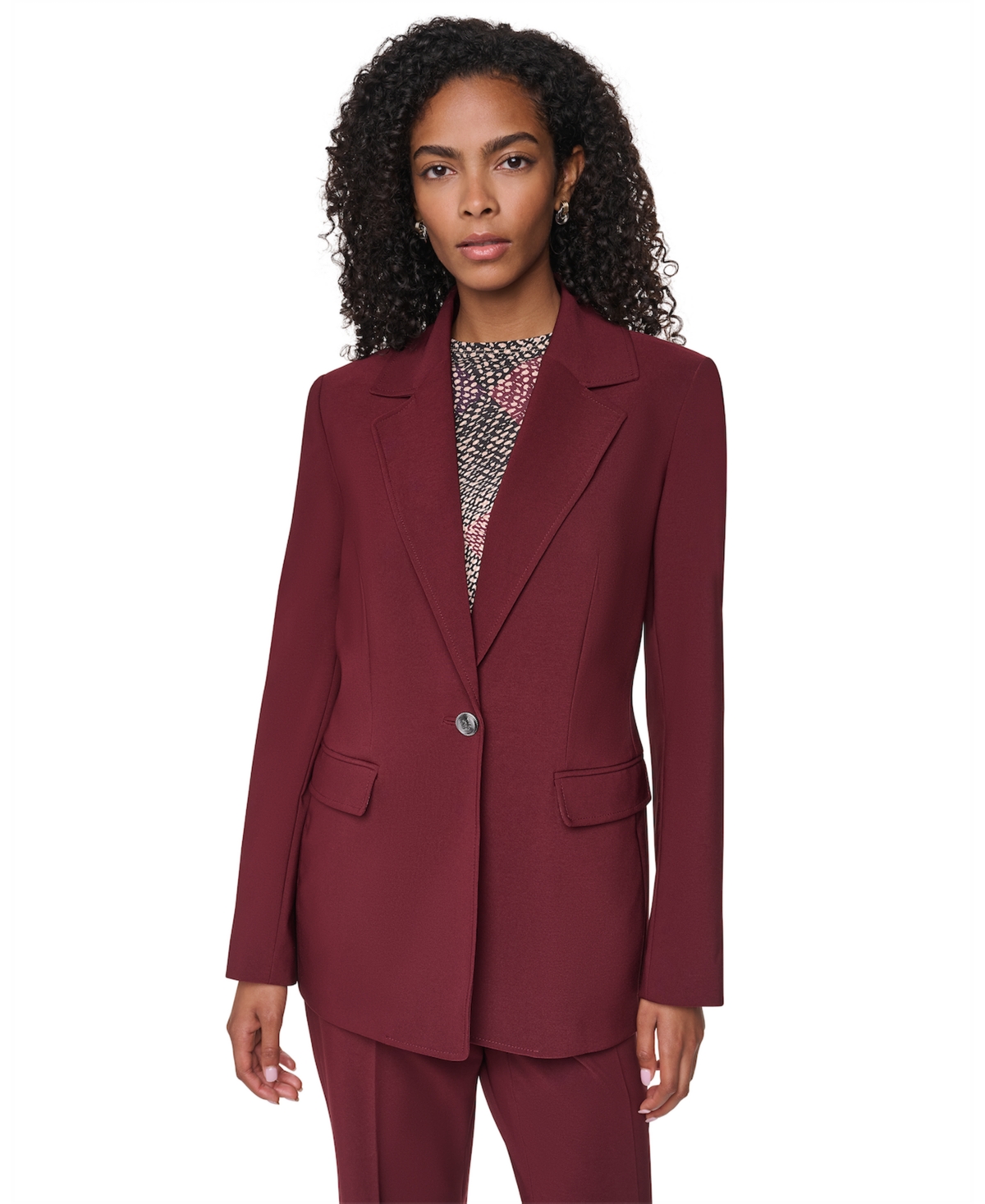 Dkny Petite Tech Tailoring Single-breasted Stretch Blazer In Cabernet