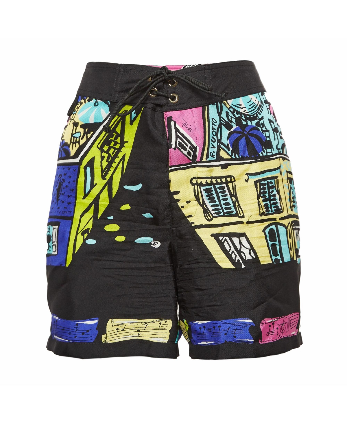 Pre-Owned Emilio Pucci Women's Printed Silk Mid-Rise Shorts, 7" Inseam
