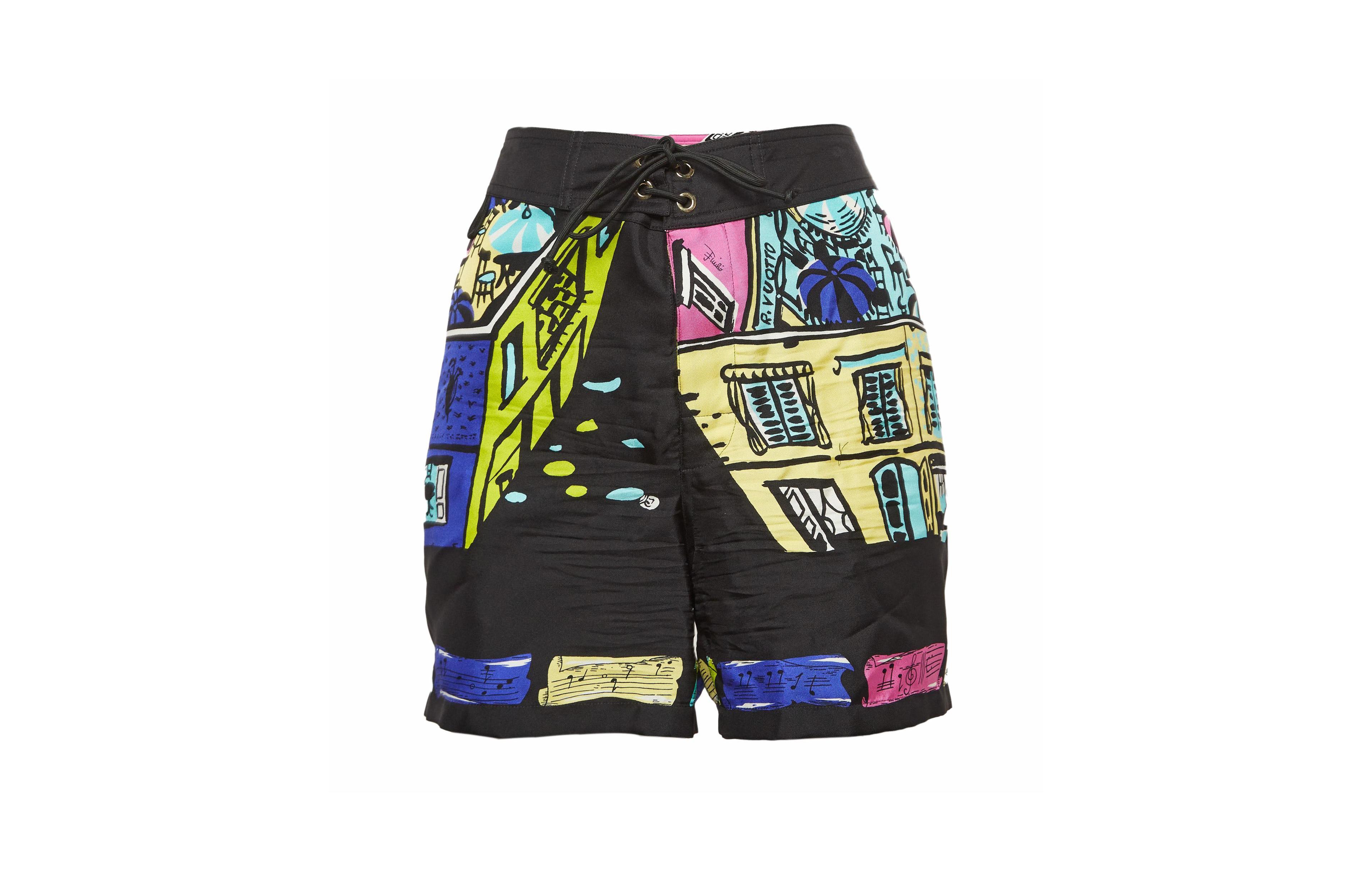 Pre-Owned Emilio Pucci Women's Printed Silk Mid-Rise Shorts, 7" Inseam