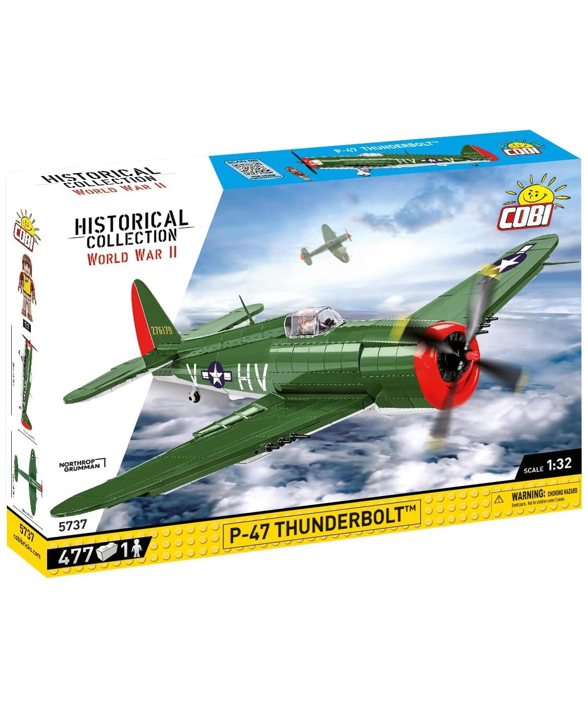 Cobi World War Ii P-47 Thunderbolt 477-Piece Building Set, Ages 8+