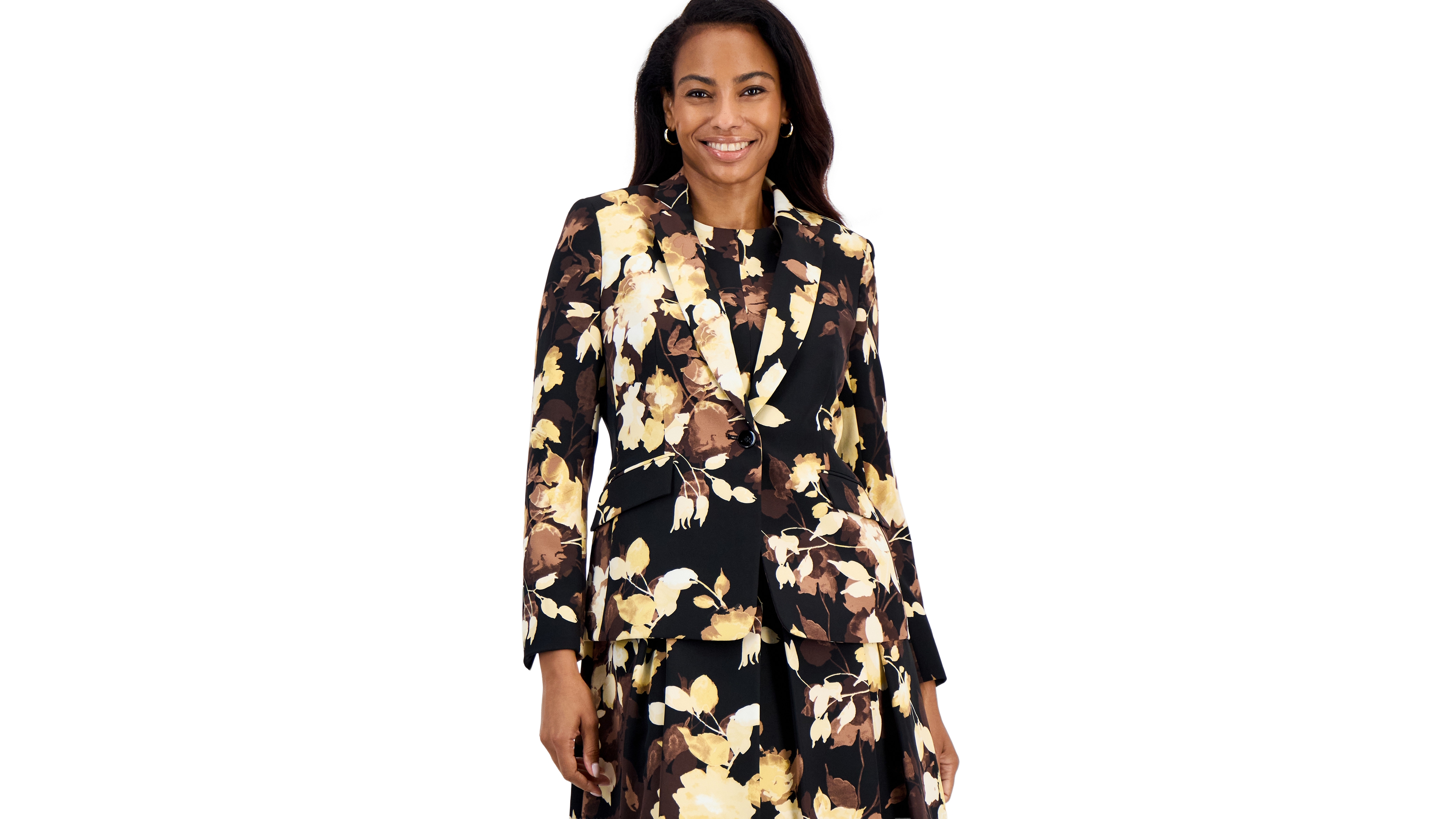Kasper Women's Long Sleeve Printed Scuba Blazer