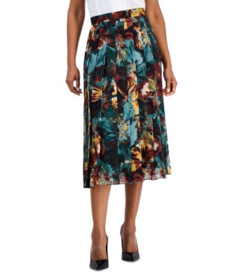 Petite Pull-On Pleated Midi Skirt