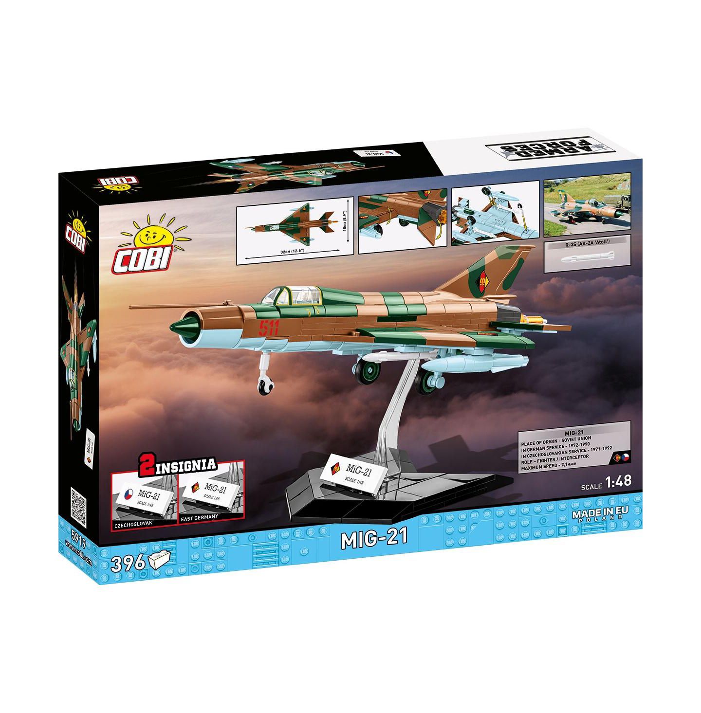 Детский конструктор COBI Armed Forces MiG-21 (GDR/Czechoslovakia) Fighter Jet 396-Piece Building Set, Ages 8+ — фото 7