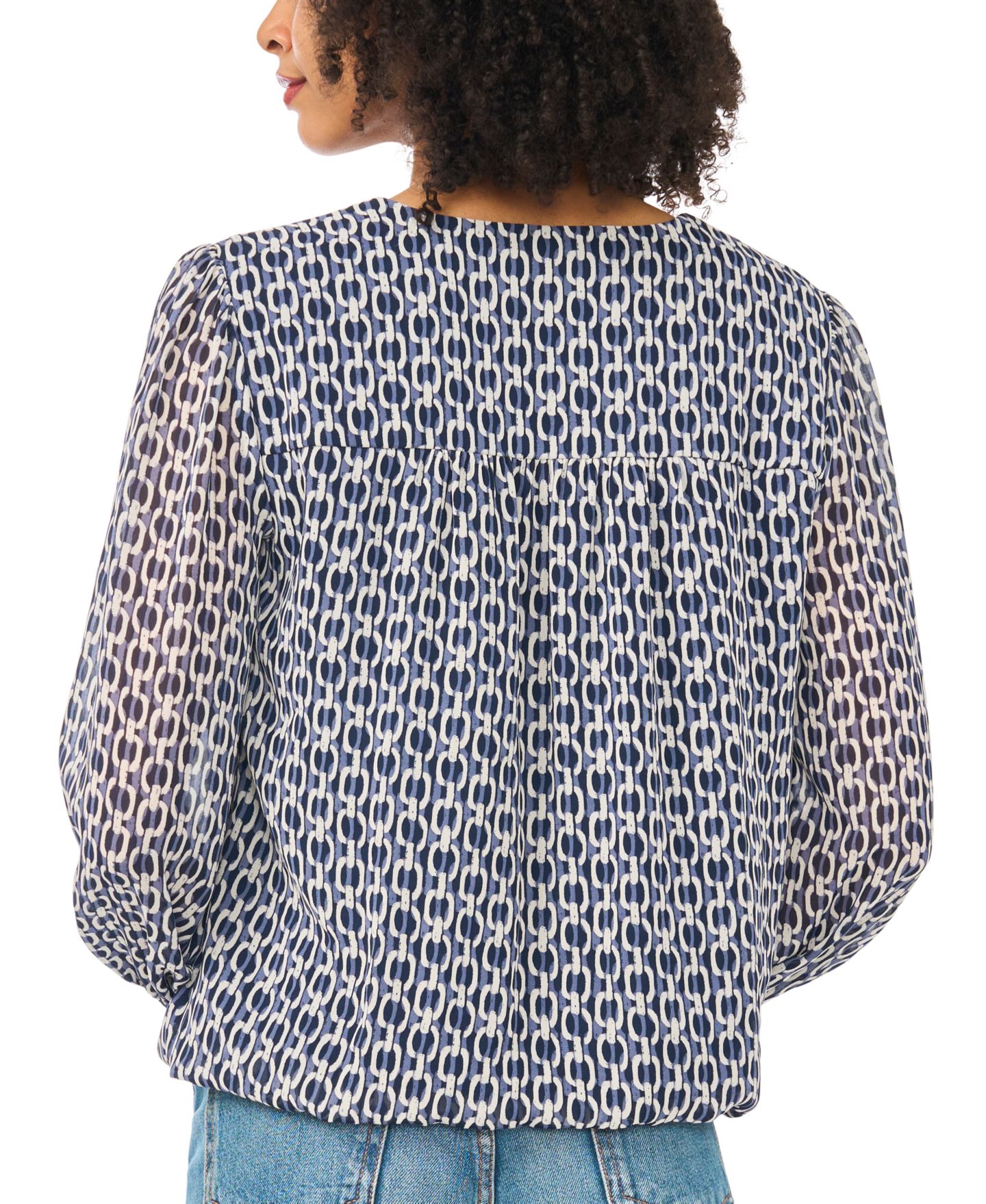 Женская блузка Sam & Jess Long-Sleeve V-Neck Chiffon Blouse, цвет: Джинсовый — фото 3