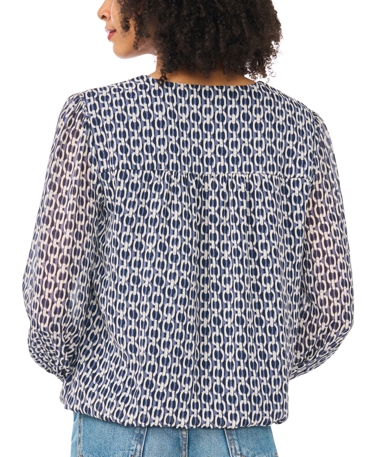 Sam & Jess Women's Long-Sleeve V-Neck Chiffon Blouse