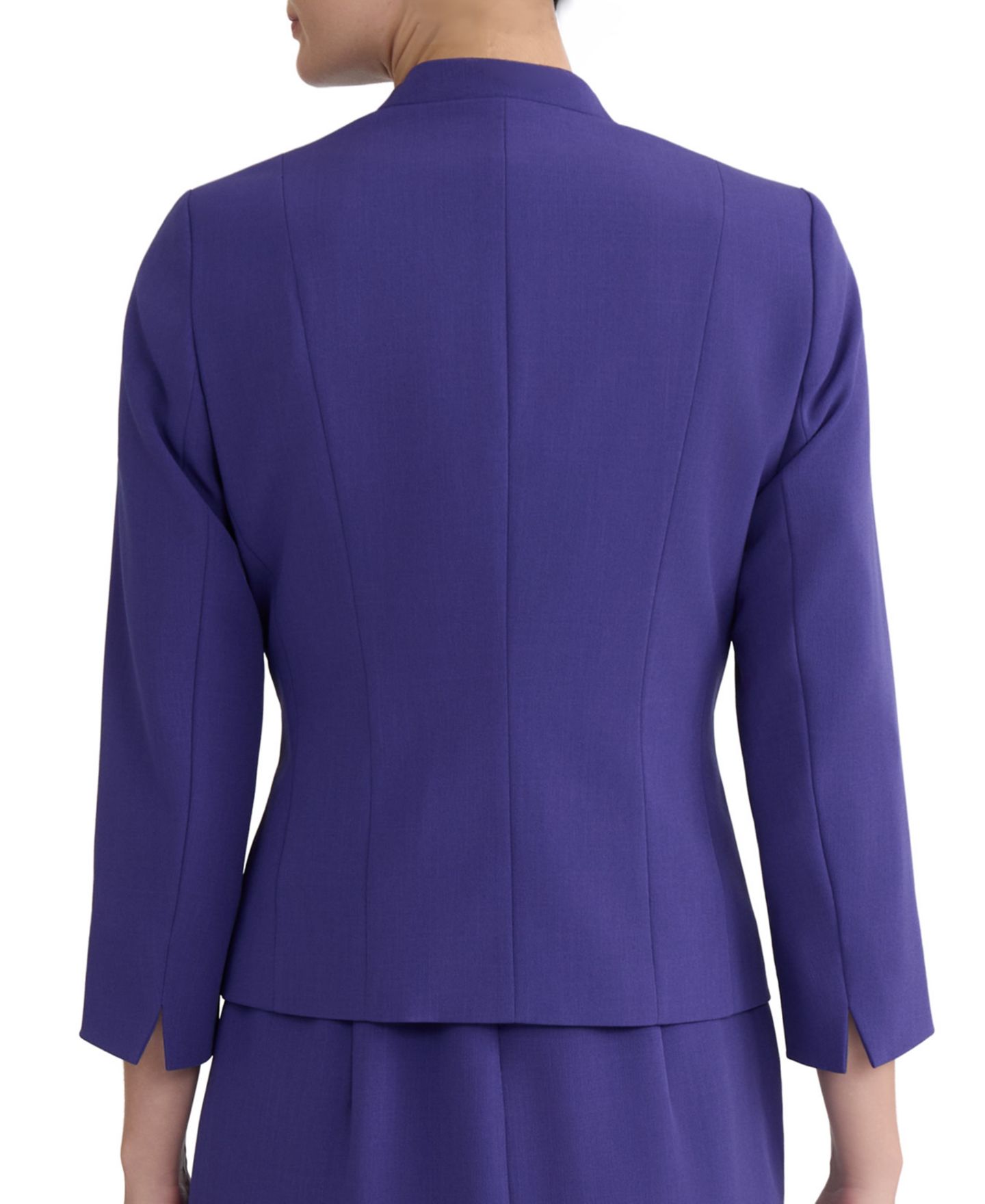 Женский пиджак Kasper 3/4-Sleeve Open-Front Collarless Cardigan Blazer, цвет: Сливовый — фото 8