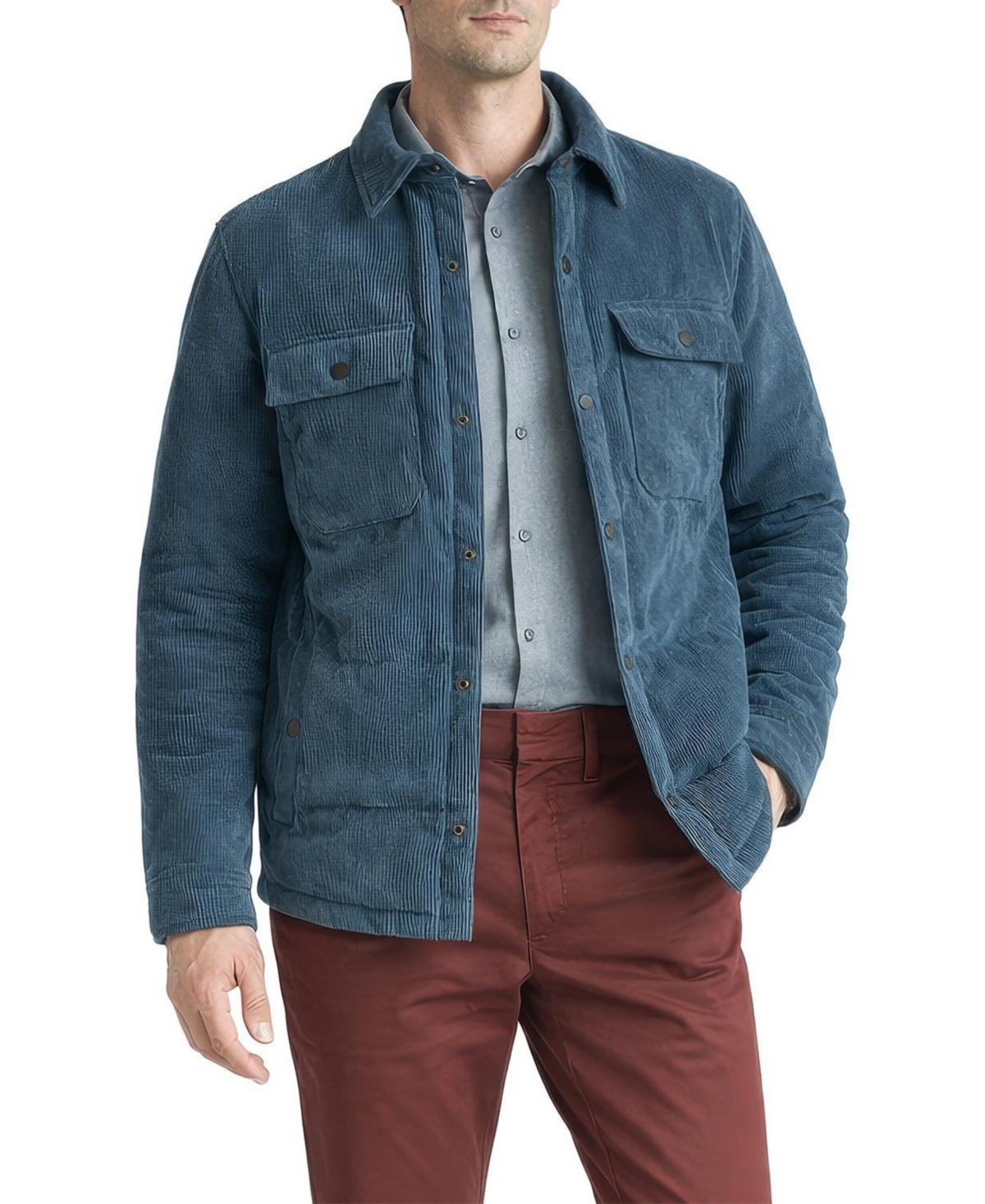 Level 7 Men's Relaxed-Fit Corduroy Puffer Shirt Jacket