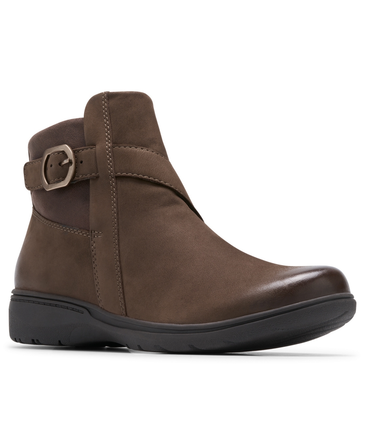 Clarks Collection Women's Carleigh Angie Round Toe Booties In Mushroom Combo Nubuck
