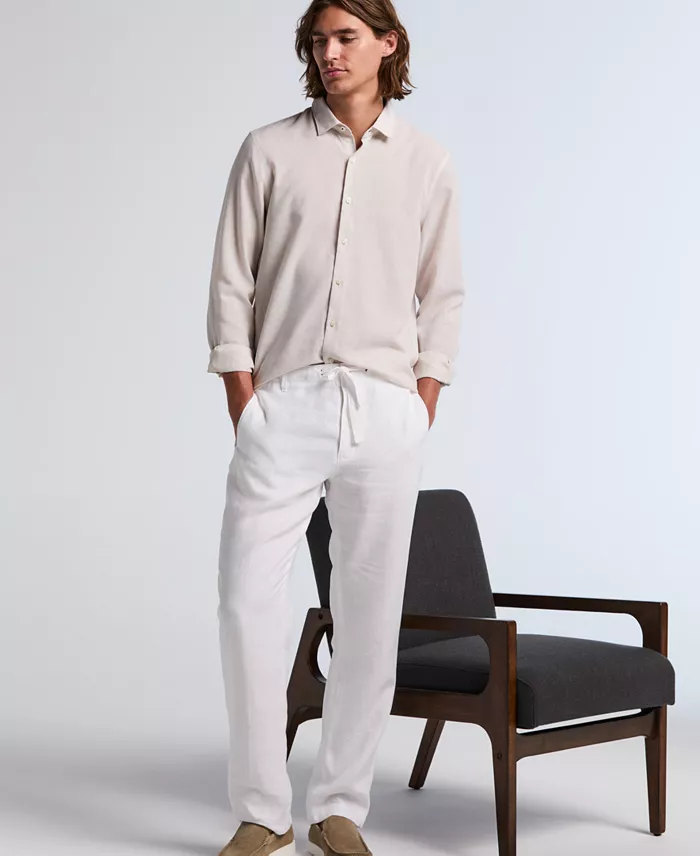 Men's Regular-Fit 100% Linen Drawstring Pants - thumbnail 3
