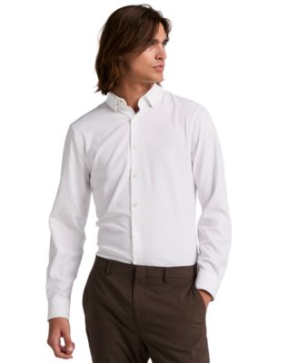 Men's Slim-Fit Stretch Solid Button-Down Twill Shirt