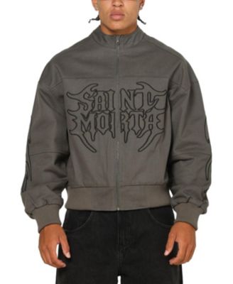 Men's Crested Wing Embroidered-Graphics Cotton Bomber Jacket